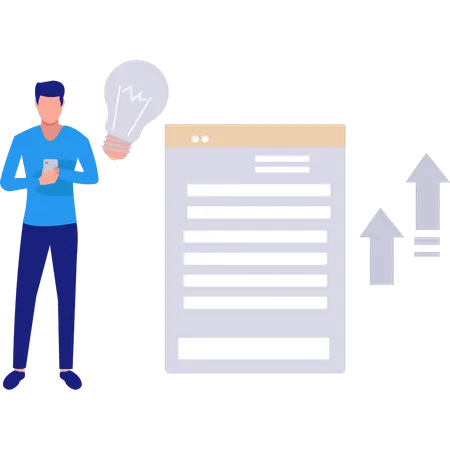 Businessman bar graph being shown  Illustration