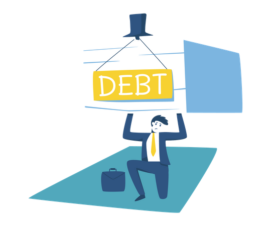 Businessman bearing burden of debt Illustration