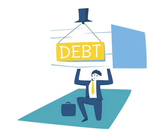 Businessman bearing burden of debt  Illustration