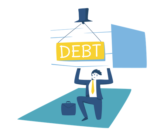 Businessman bearing burden of debt  Illustration