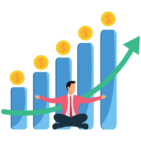 Businessman becomes Financial Guru Expertise  Illustration