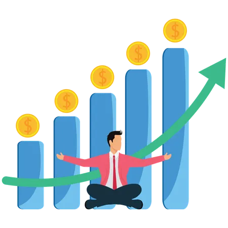 Businessman becomes Financial Guru Expertise  Illustration