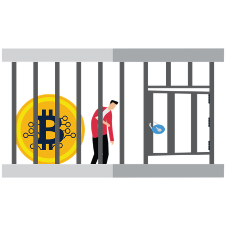 Businessman becomes prisoner due to money theft  Illustration