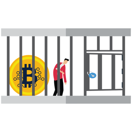 Businessman becomes prisoner due to money theft  Illustration