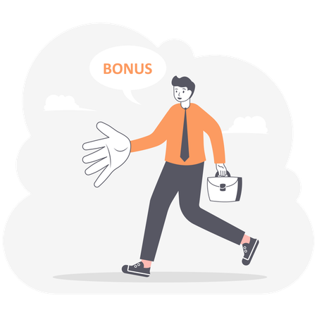 Businessman begging bonus  Illustration