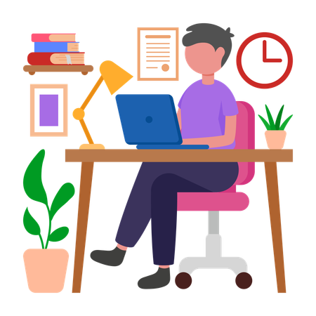 Businessman Beginning Morning Work Session  Illustration