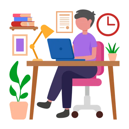 Businessman Beginning Morning Work Session  Illustration