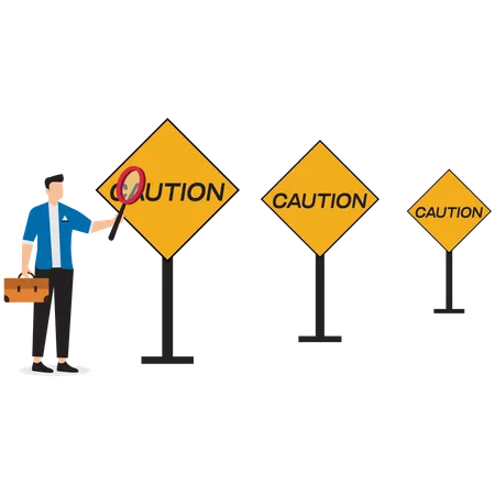 Businessman being caution and prevents potential risks  Illustration