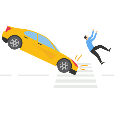 Businessman being hit by car  Illustration