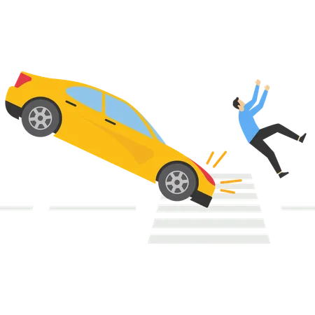 Businessman being hit by car  Illustration