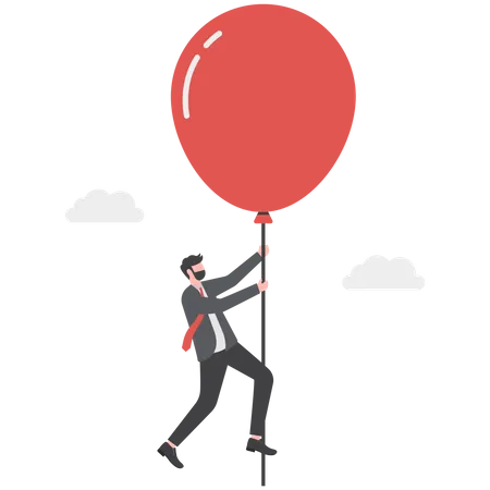 Businessman being lifted by balloons  Illustration