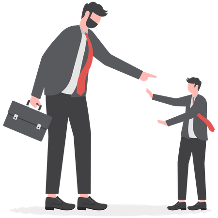 Businessman being pointed at by his boss  イラスト
