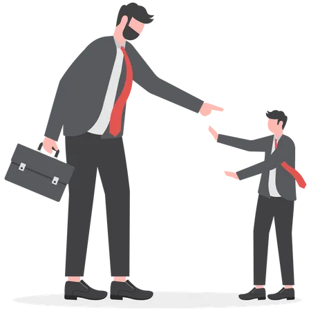 Businessman being pointed at by his boss  イラスト