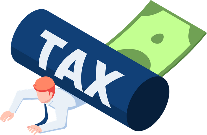 Businessman Being Rolled With Tax Illustration