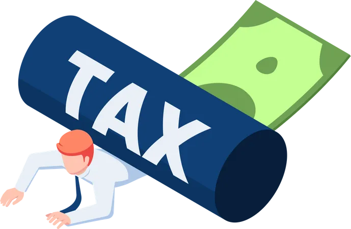 Businessman Being Rolled With Tax  Illustration