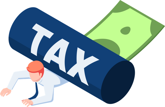 Businessman Being Rolled With Tax  Illustration