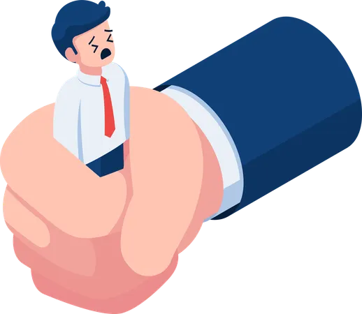 Businessman Being Squeezed by Giant Hand Oppression and Work Under Pressure  Illustration