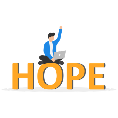 Businessman Believing in a better future and holding faith  Illustration