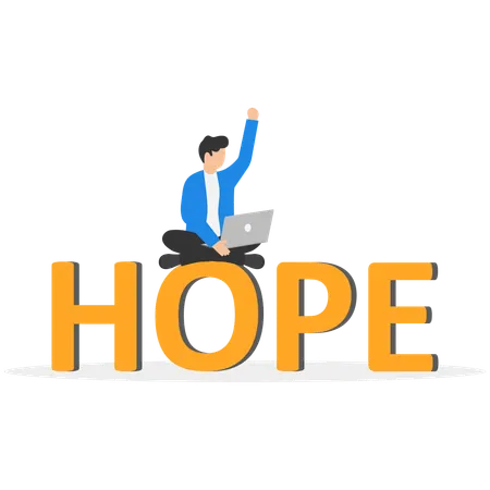 Businessman Believing in a better future and holding faith  Illustration