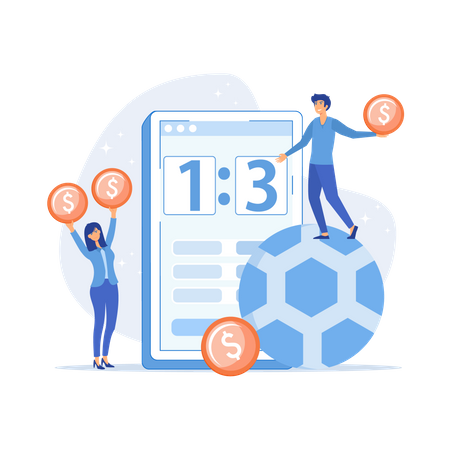 Businessman betting on football  Illustration