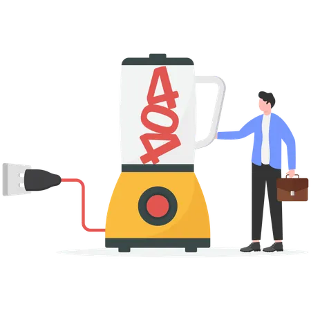 Businessman blending 404 error  Illustration