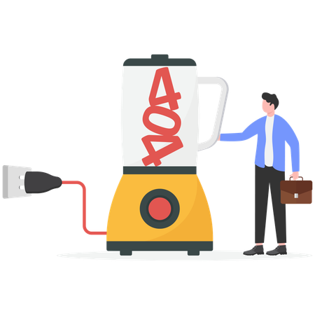Businessman blending 404 error  Illustration