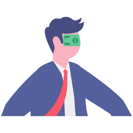 Businessman blind folded with currency note  Illustration