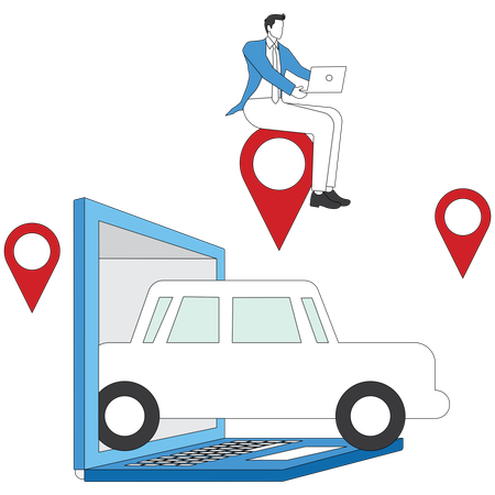 Businessman booking online car rental  Illustration