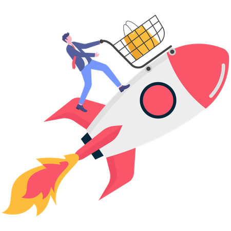 Businessman boost market sales  Illustration
