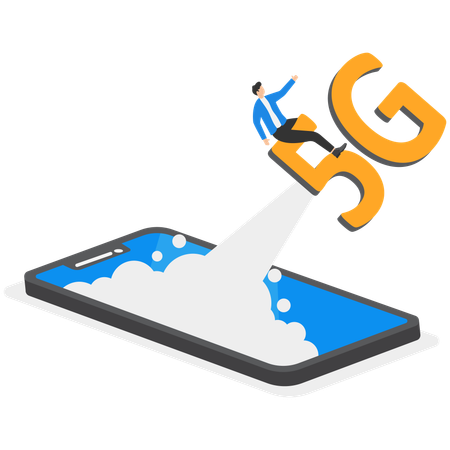 Businessman boosting 5g network  Illustration
