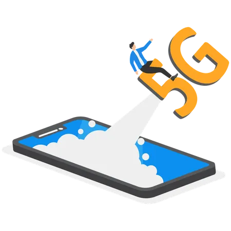 Businessman boosting 5g network  Illustration