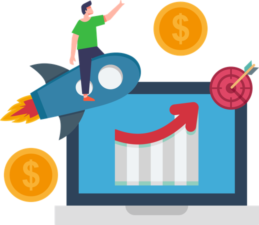 Businessman boosting business project  Illustration