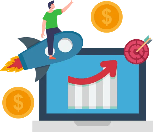 Businessman boosting business project  Illustration