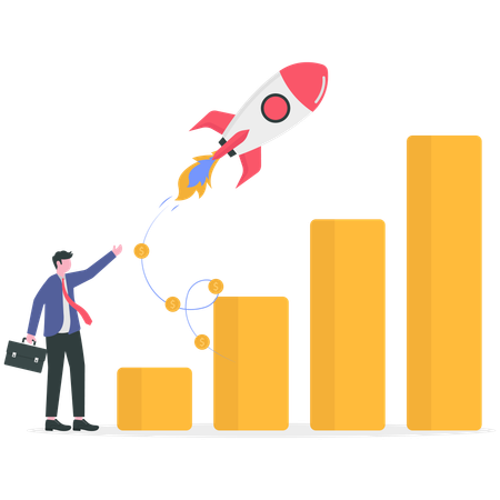 Businessman boosting business sales  Illustration