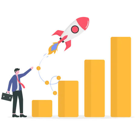 Businessman boosting business sales  Illustration