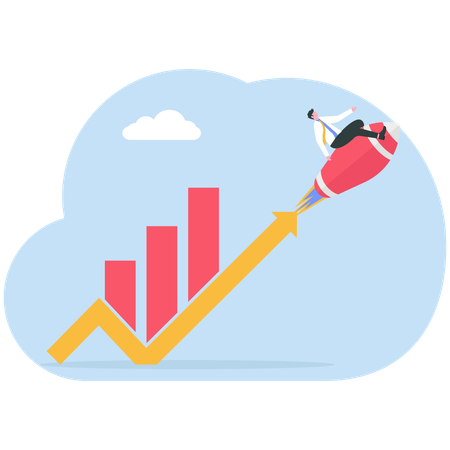 Businessman boosts up business project  Illustration