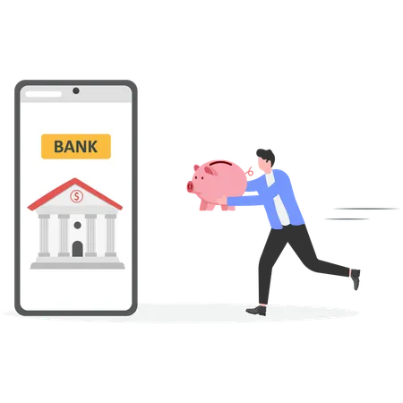 Businessman borrow money from the bank to use the money to expand the business to grow  Illustration