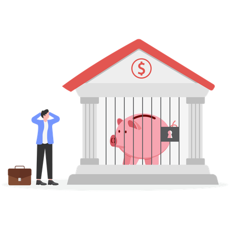 Businessman borrow money from the bank to use the money to expand the business  Illustration