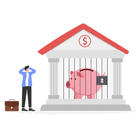 Businessman borrow money from the bank to use the money to expand the business  Illustration
