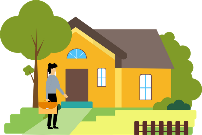 Businessman bought new home  Illustration