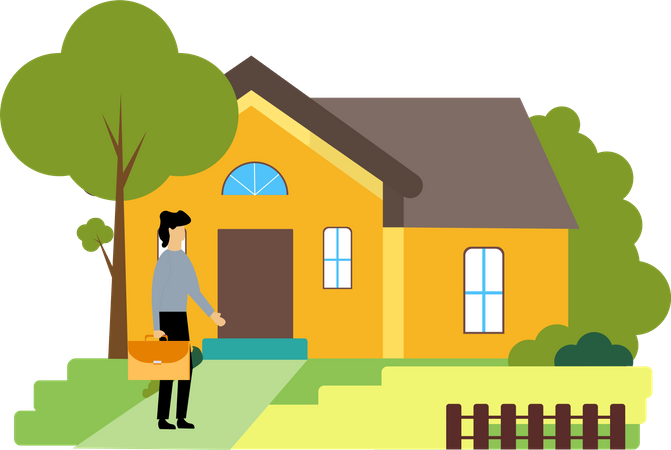 Businessman bought new home  Illustration