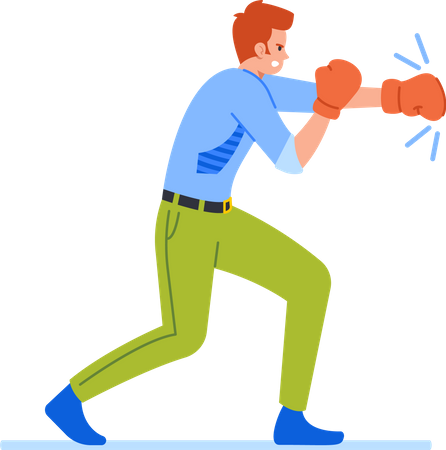 Businessman Boxing Fight  Illustration