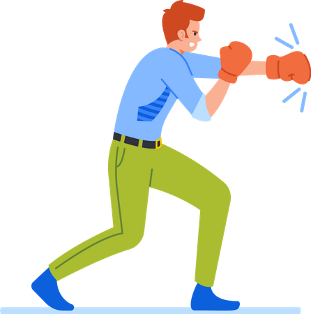 Businessman Boxing Fight  Illustration