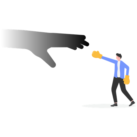 Businessman boxing with competitors  Illustration