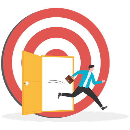 Businessman break through business target  Illustration