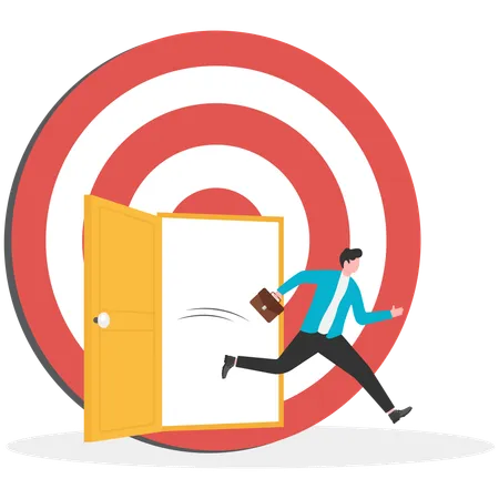 Businessman break through business target  Illustration