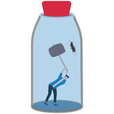 Businessman breaking boundary cover  Illustration