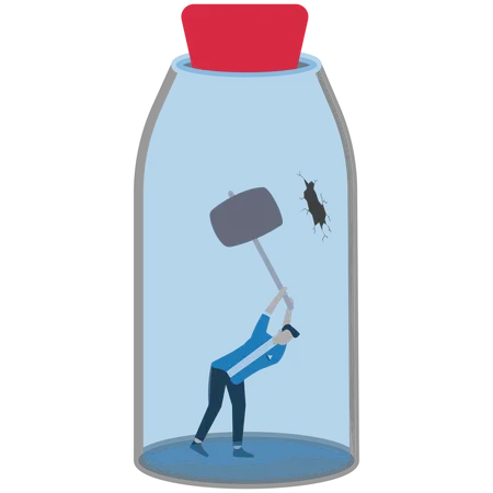 Businessman breaking boundary cover  Illustration