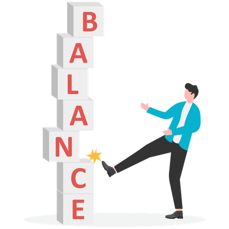 Businessman breaking business balance  Illustration