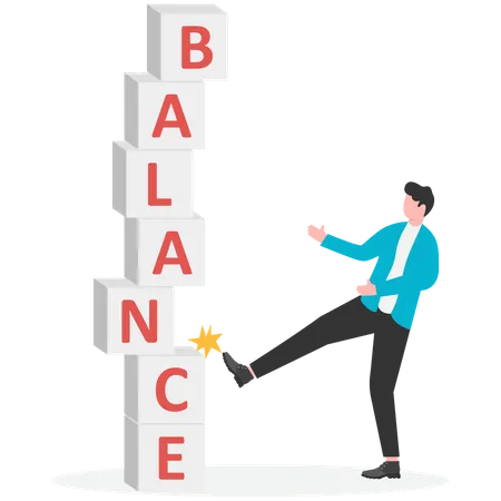 Businessman breaking business balance  Illustration